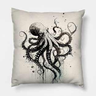 Octopus Ink Drawing Pillow