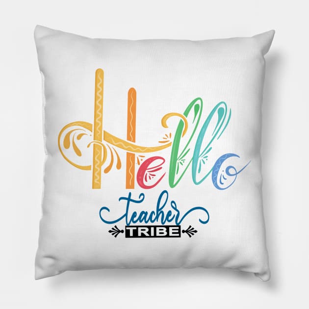 Hello teacher tribe Pillow by Myartstor 