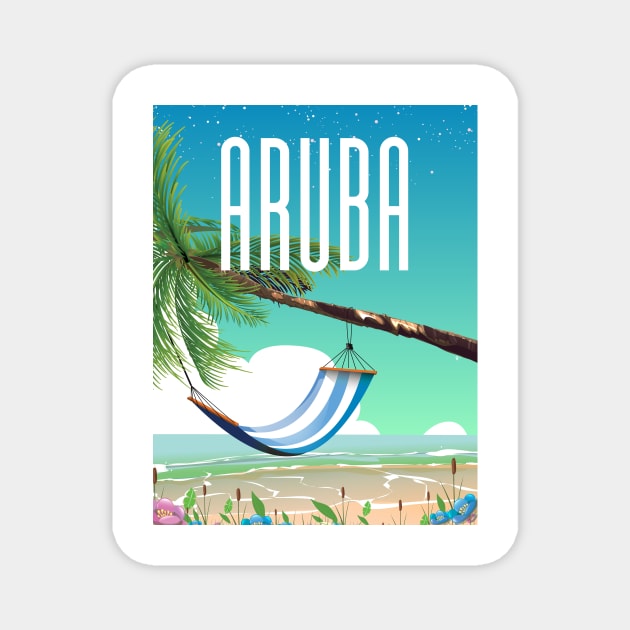 Aruba beach travel poster. Magnet by nickemporium1