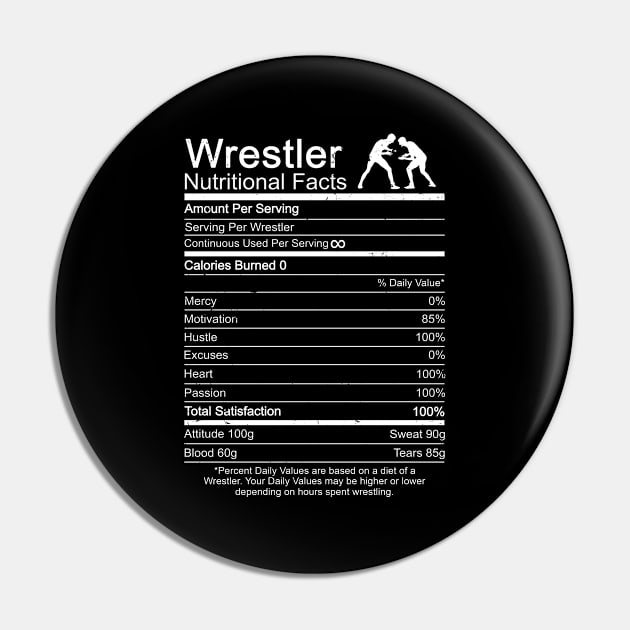 Wrestling Nutrition Facts Wrestler Gift Pin by swissles