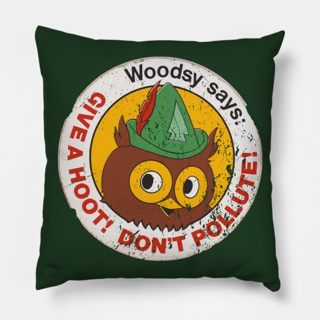 Woodsy Owl Pillow by retrorockit