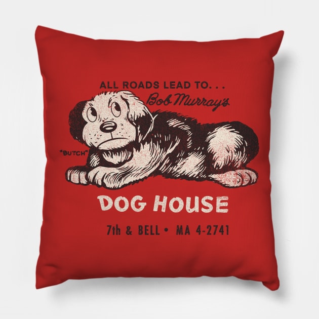 Vintage Bob Murray's Dog House Seattle Pillow by StudioPM71