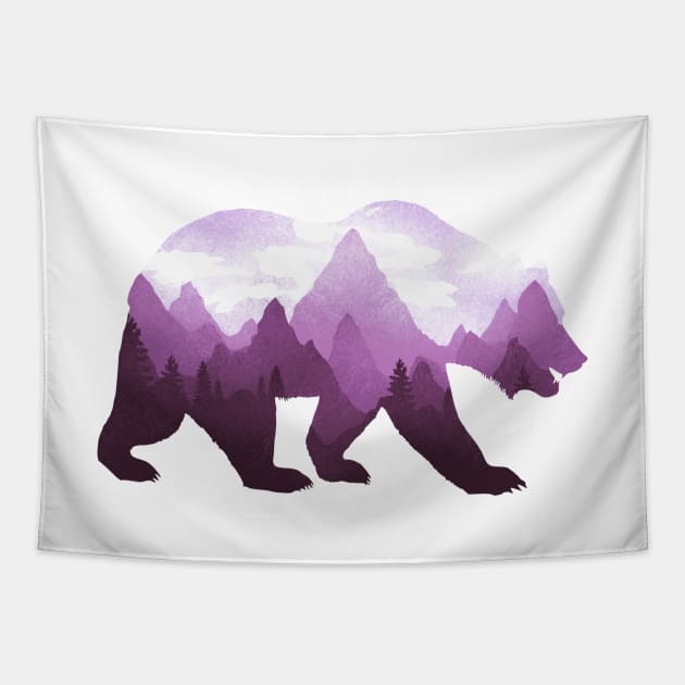 Dramabite Bear Double Exposure Grizzly Surreal Wildlife Animal Tapestry by dramabite