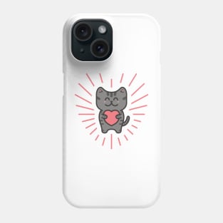 Cute Grey Tabby Love Cat Phone Case