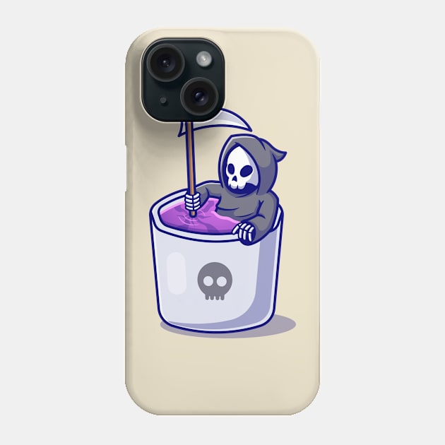 Cute Grim Reaper In Mug Cartoon Phone Case by Catalyst Labs