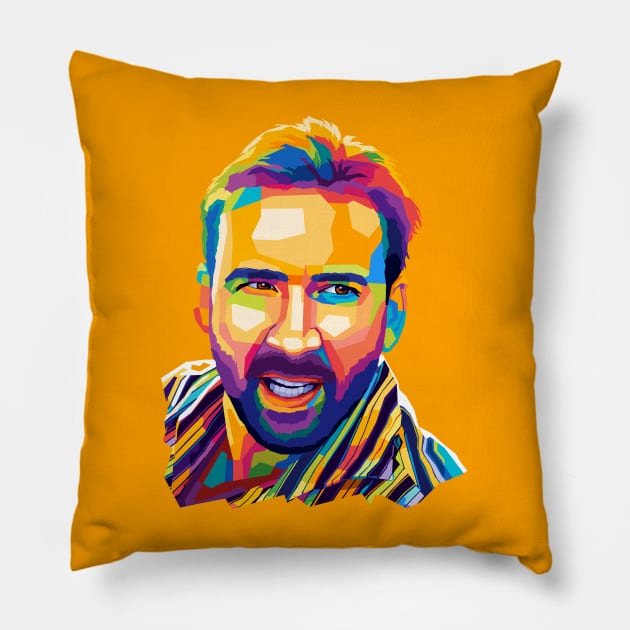 Nicolas Cage Wpap Pop Art Pillow by SiksisArt