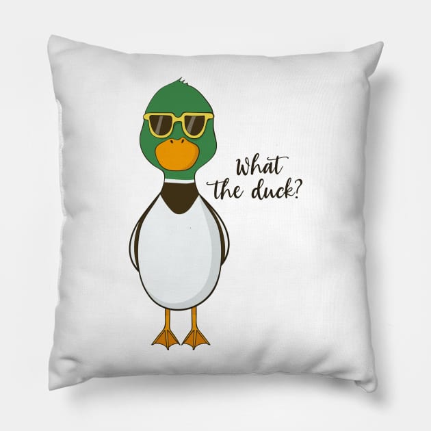 What The Duck?! Pillow by Dreamy Panda Designs