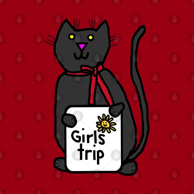 Cute Black Cat goes on Girls Trip by ellenhenryart