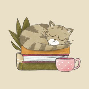 Cat and books T-Shirt