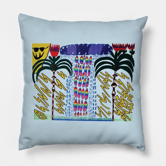 Rainbow Raindrops Pillow by Jano Jano