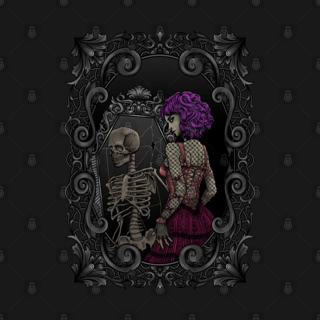 Skeleton mirror image of gothic lady - inside dead - Gothic by Modern Medieval Design