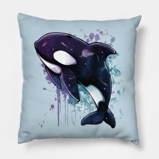 Ocean Symphony: Captivating Watercolor Orca Pillow