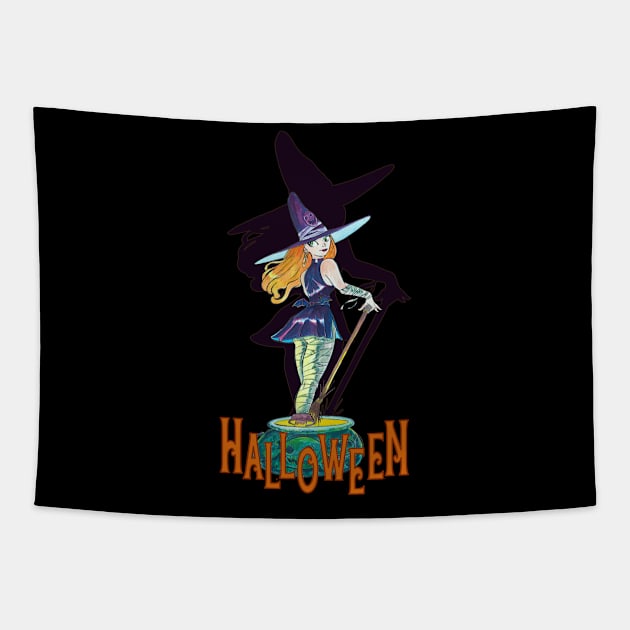 Halloween Witch Tapestry by CarmoStudio