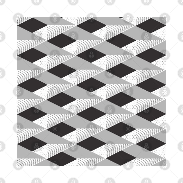 Geometric 3d grey. silver. black. white. by PrintedDreams