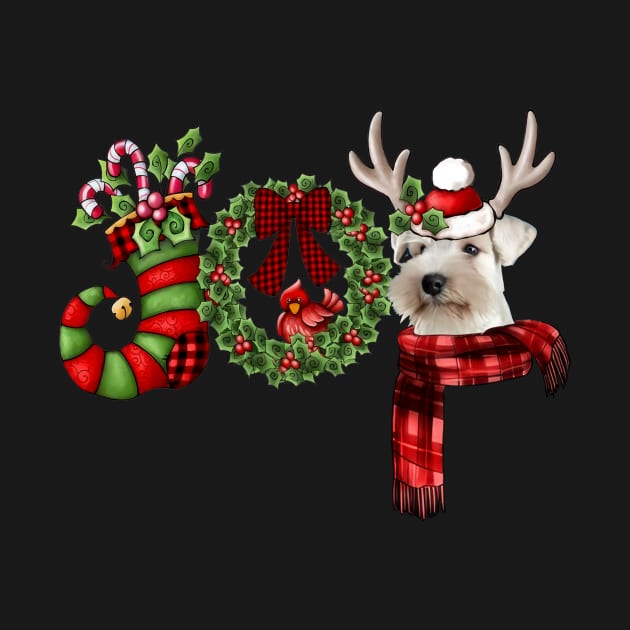 Christmas Joy Dwarf Stocking Reindeer Miniature Schnauzer by Ripke Jesus