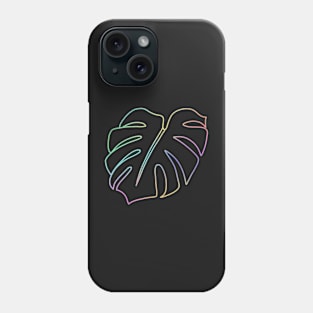 Pastel Holographic Monstera Deliciosa leaf - outline Phone Case