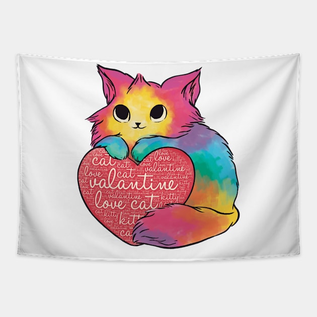 Kitty Is My Valentine Tapestry by ArtRoute02