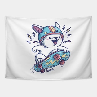 Bunny Rabbit on a skateboard wearing a helmet Tapestry