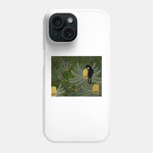 Golden Banksias and Black Cockatoo Phone Case