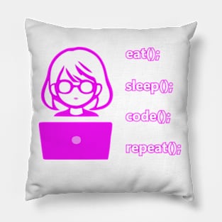 Girl Eat Sleep Code Repeat Pillow