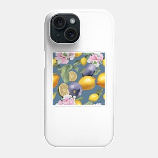 Fruits and flowers on grey Phone Case