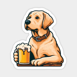 Labrador Retriever holding a glass of beer Magnet