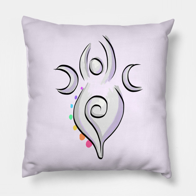 Spiral Goddess T-Shirt Three Symbol Wiccan Pagan and Chakras - on light