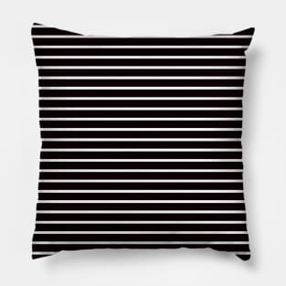 Black and White Thin Horizontal Striped Lines Pillow