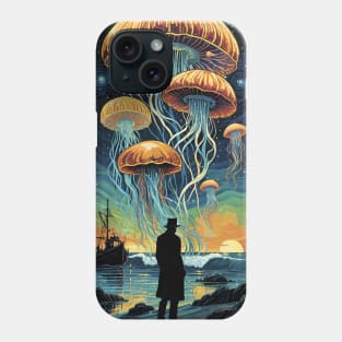 Starry Night Symphony: Van Gogh-Inspired Jellyfish Ballet Phone Case