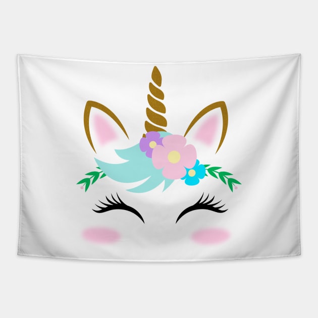 Pretty Little Unicorn Face Tapestry by DesignsbyDonnaSiggy