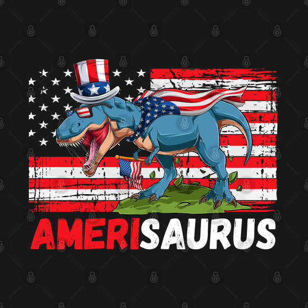 Dinosaur 4th of July Kids Boys Men Amerisaurus T Rex Funny - Dinosaur