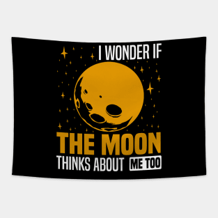 I wonder if the moon thinks about me too, Starry Night Reflection Graphic Tapestry