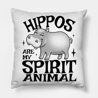 Hippos Are My Spirit Animal Funny Cute Baby Hippo Pillow