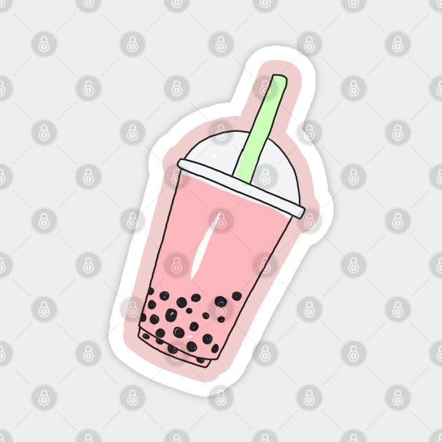 Strawberry Milk Bubble Tea Magnet by PeachPantone