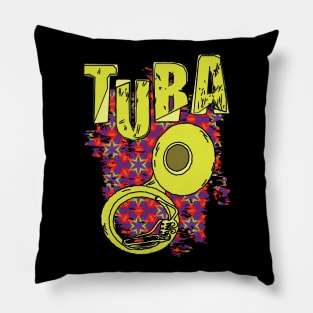 Sketchy Tuba Text and Pattern Pillow