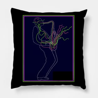 Saxophonist : Abstract Pop Art Surreal Musical Print Pillow