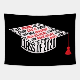 Class of 2020 Graduation Cap Black Pandemic Tapestry