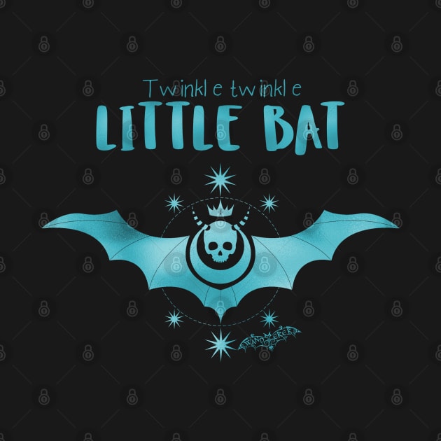 Twinkle Little Bat - Goth Fashion - Alice in Wonderland - bat, star, skull, halloween, emo, blue, aqua by Wanderer Bat