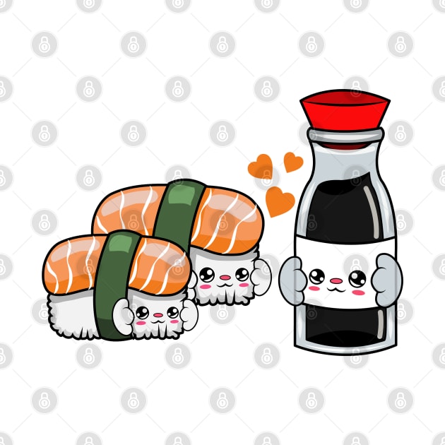 All i need is sushi and soya, Kawaii sushi and soya cartoon. by JS ARTE