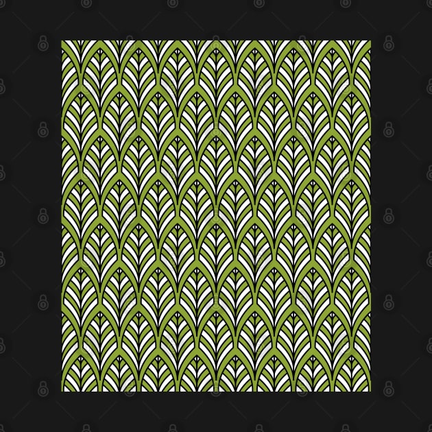 Art Deco Pattern no 36 - Green - BOHO Feather Pattern by Millusti