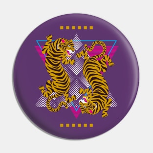 Double Tiger Funky Background Pin