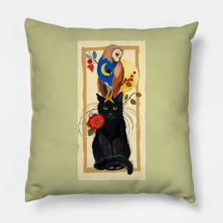 Black cat and Owl Pillow