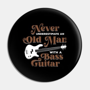 Old Man Bass Player Guitar Musician Bassist Gift Pin