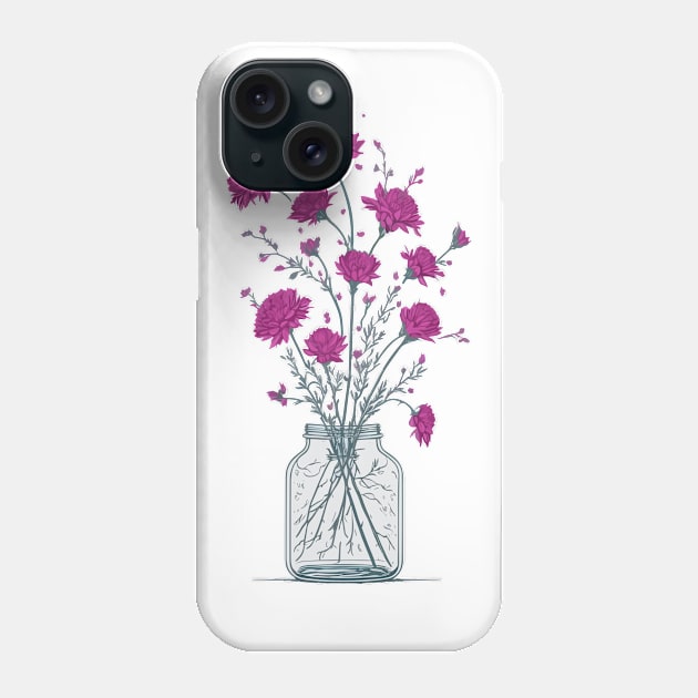 Cosmic Flowers in a Mason Jar Phone Case by Yolanda.Kafatos