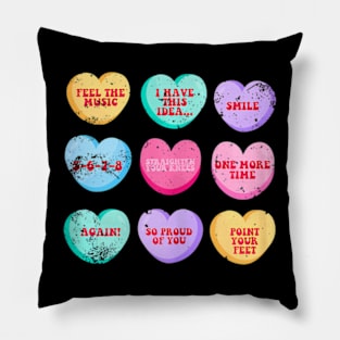 Conversation Hearts Funny Dance Teacher Happy Valentines Day Pillow