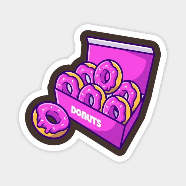 Doughnut With Box Cartoon Illustration Magnet by Catalyst Labs