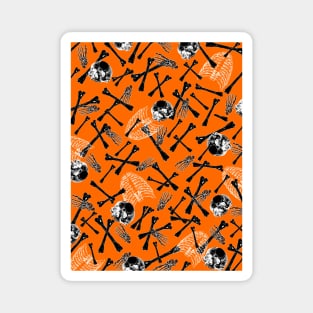 HAPPY Halloween Skeleton Illustration Orange Magnet