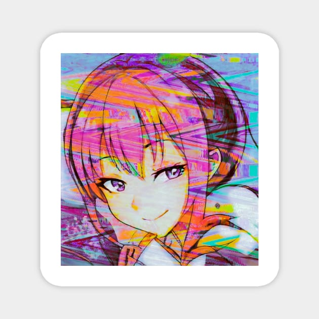 SASHA Anime Girl Glitchcore Magnet by raspberry-tea