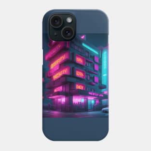 Neon Hotel in the cyberpunk Phone Case