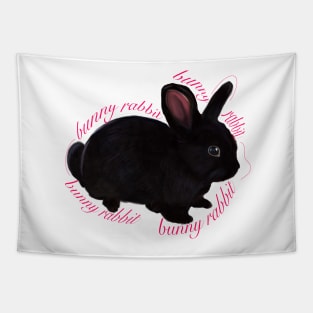 bunny rabbit - cute  ebony  dwarf mini lop bunny rabbit with text Tapestry